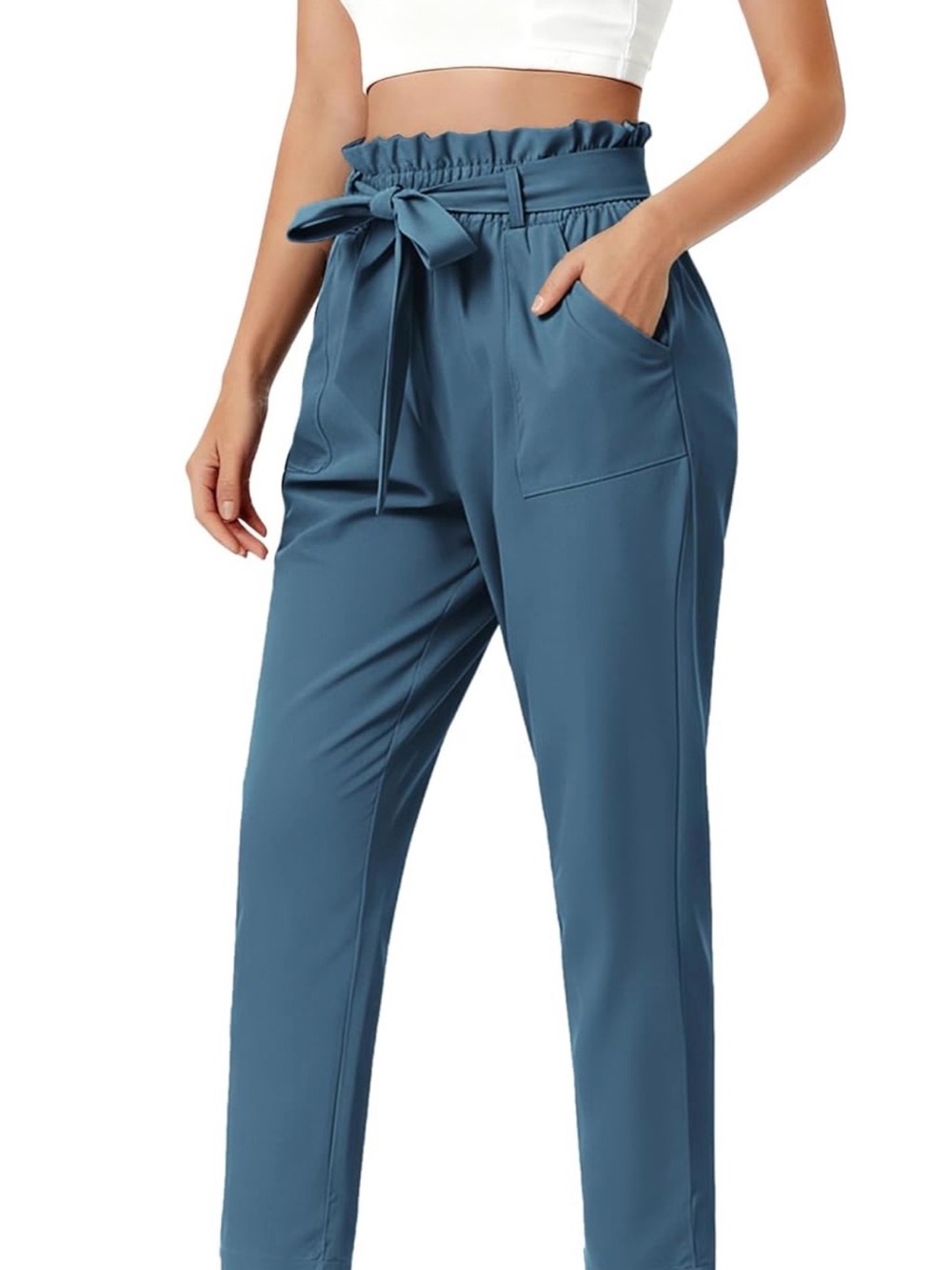Paperbag Waist Tie-Front Pants in “blue haze”